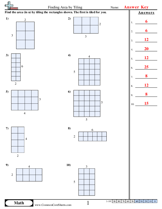  - Finding Area by Tiling worksheet